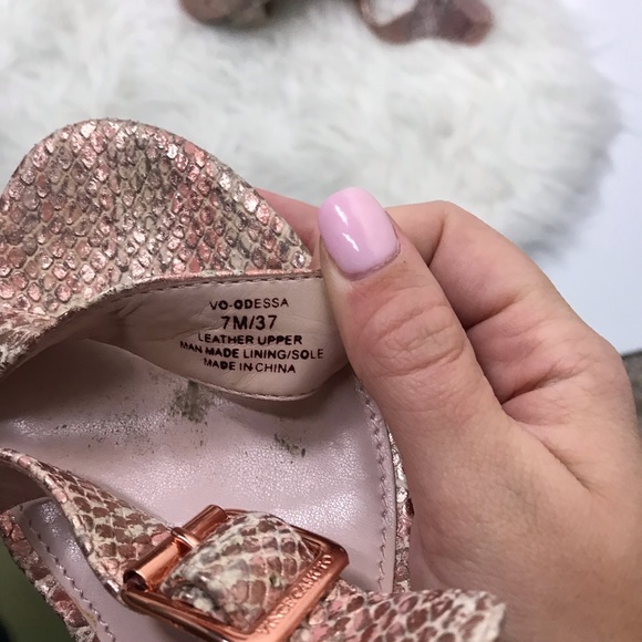 Vince Camuto Rose Gold Snake Skin Block Heels 7 - Picture 7 of 7